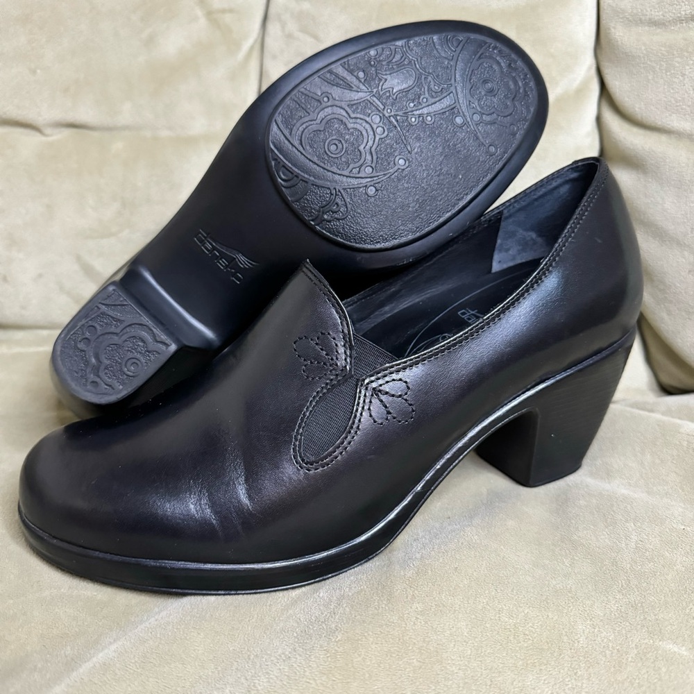 Dansko Beth Black Leather Heel Pumps Comfort Shoes Size 40/9.5-10